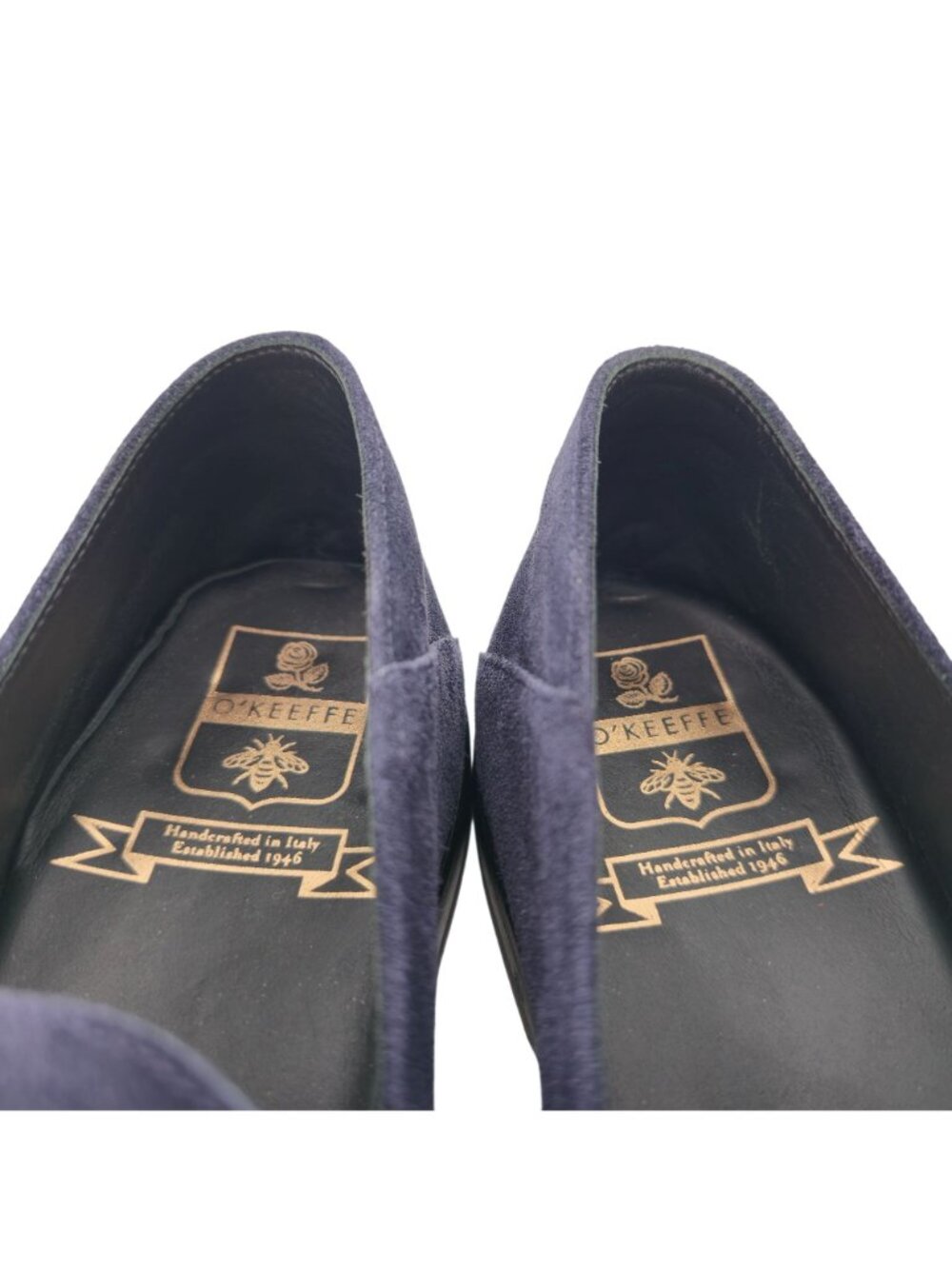 O'Keeffe Italy Dress Shoes Navy Blue Suede Leather Penny Loafers Mens 7 Luxury - Picture 2 of 12